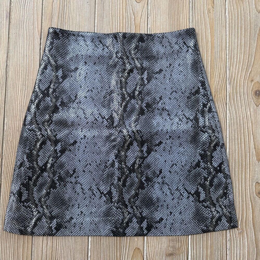 Women’s Rivir Snake Print Pencil Skirt Metallic Shimmer Blk Gray Purple Lined M